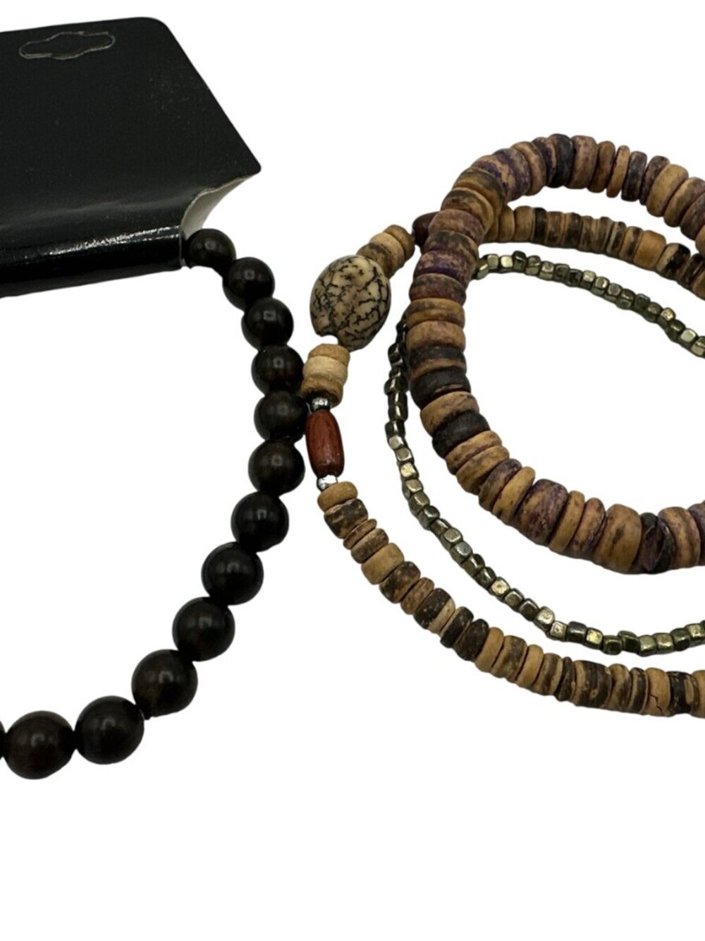 Wood Beaded Bracelets Costume Jewelry Lot Stretch Hippie Natural Mixed Bundle